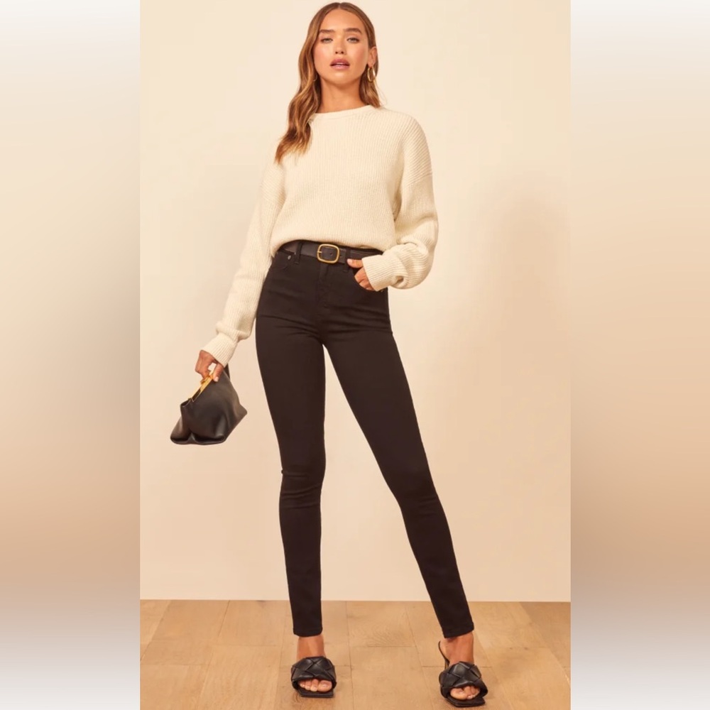 Reformation Harper High Rise Skinny Jeans Black NWT